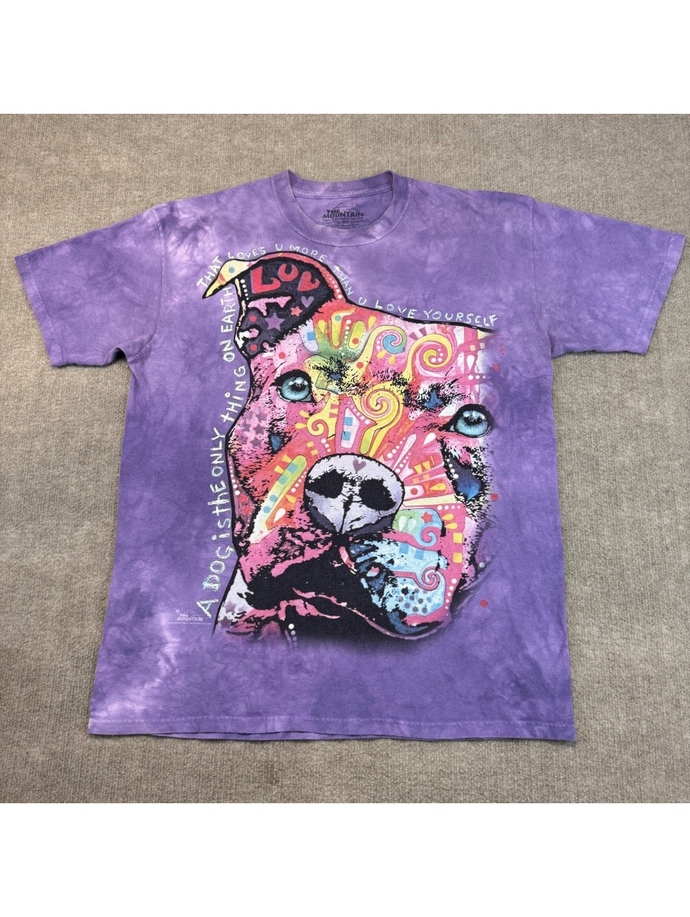 Thoughtful Pitbull Dean Russo Art Shirt Purple Tie Dye The Mountain Size L